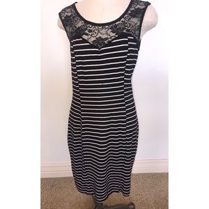 Striped Charlotte Russe Dress with Black Lace